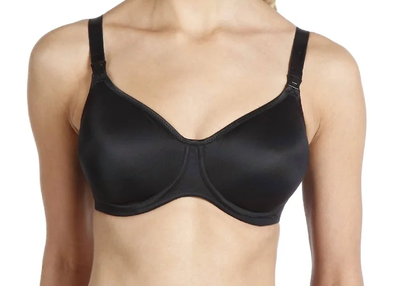 Stretch Microfiber Underwire Nursing Bra In Black