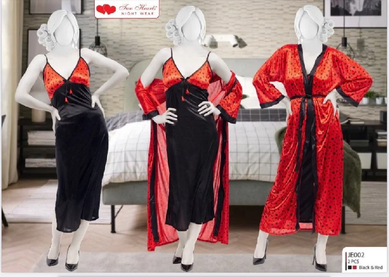 Sweet Hearts 2 Piece Silk Nightwear - JE002