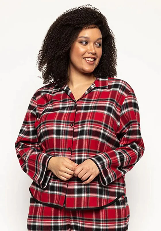 Cyberjammies Windsor Brushed Check Pyjama Top, Red