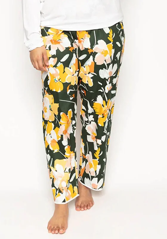 Cyberjammies Imogen Floral Print Pyjama Trousers, Green