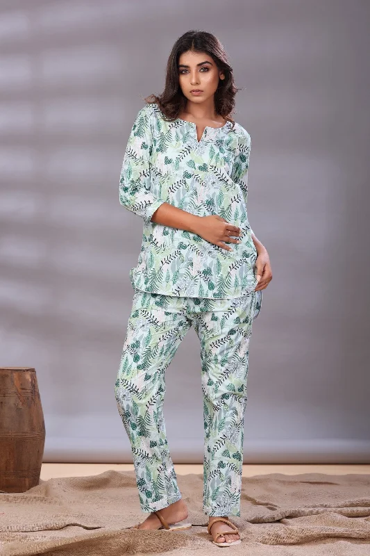 Tropical Garden Kurti Pajama Set