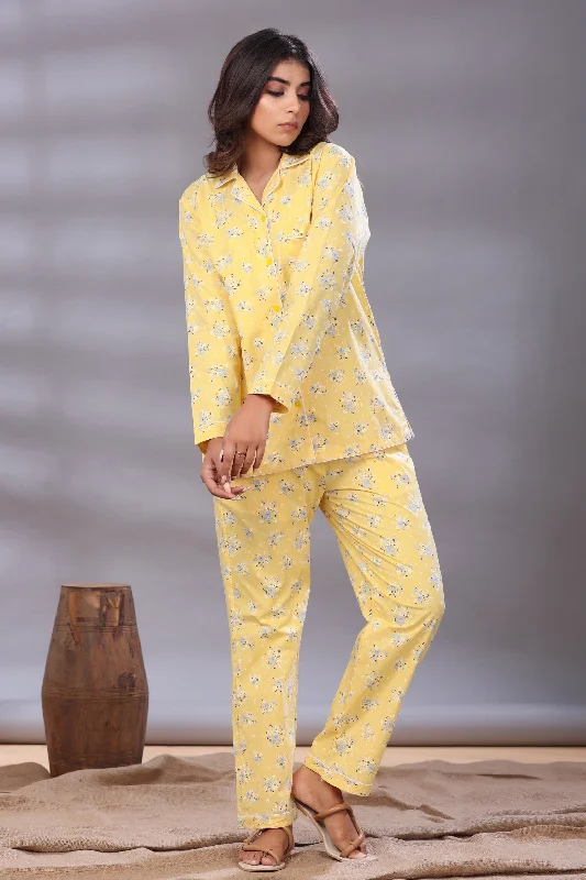 Yellow Floral Classic Pajama Set