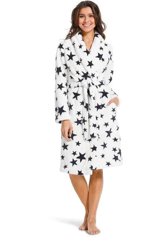 Rebelle Soft Fleece Star Dressing Gown, White