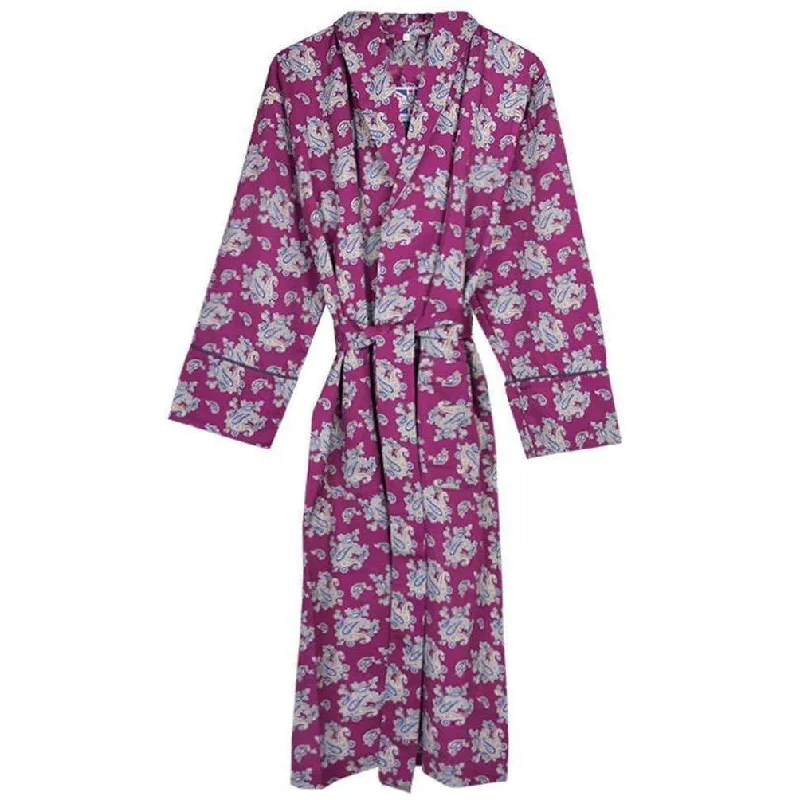 Bown of London Gatsby Paisley Print Cotton Robe - Wine