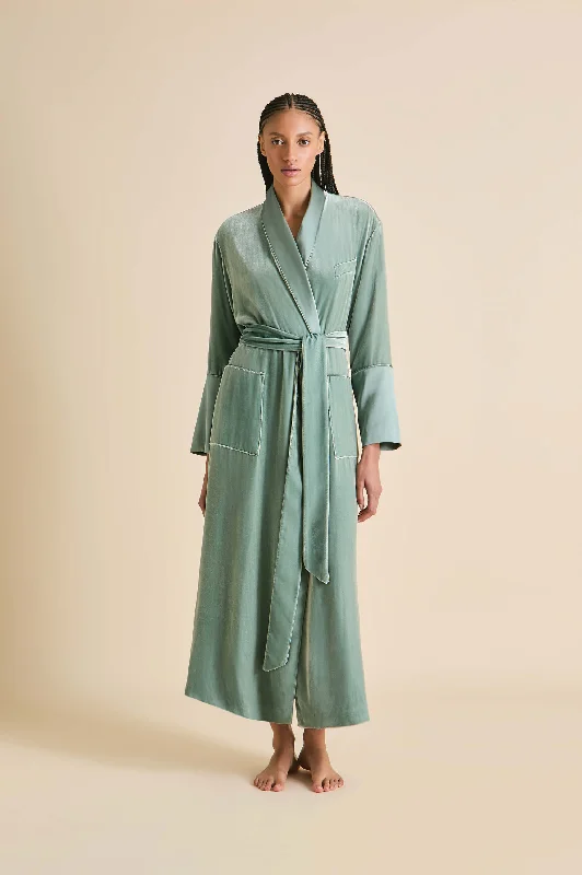 Capability Ash Green Robe in Silk Velvet